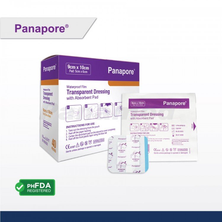 Panapore Transparent Dressing w/ Pad 9x10cm (sold by box of 40s) Panapore Transparent Dressing w/ Pad 9x10cm (sold by box of 40s)